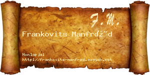 Frankovits Manfréd névjegykártya